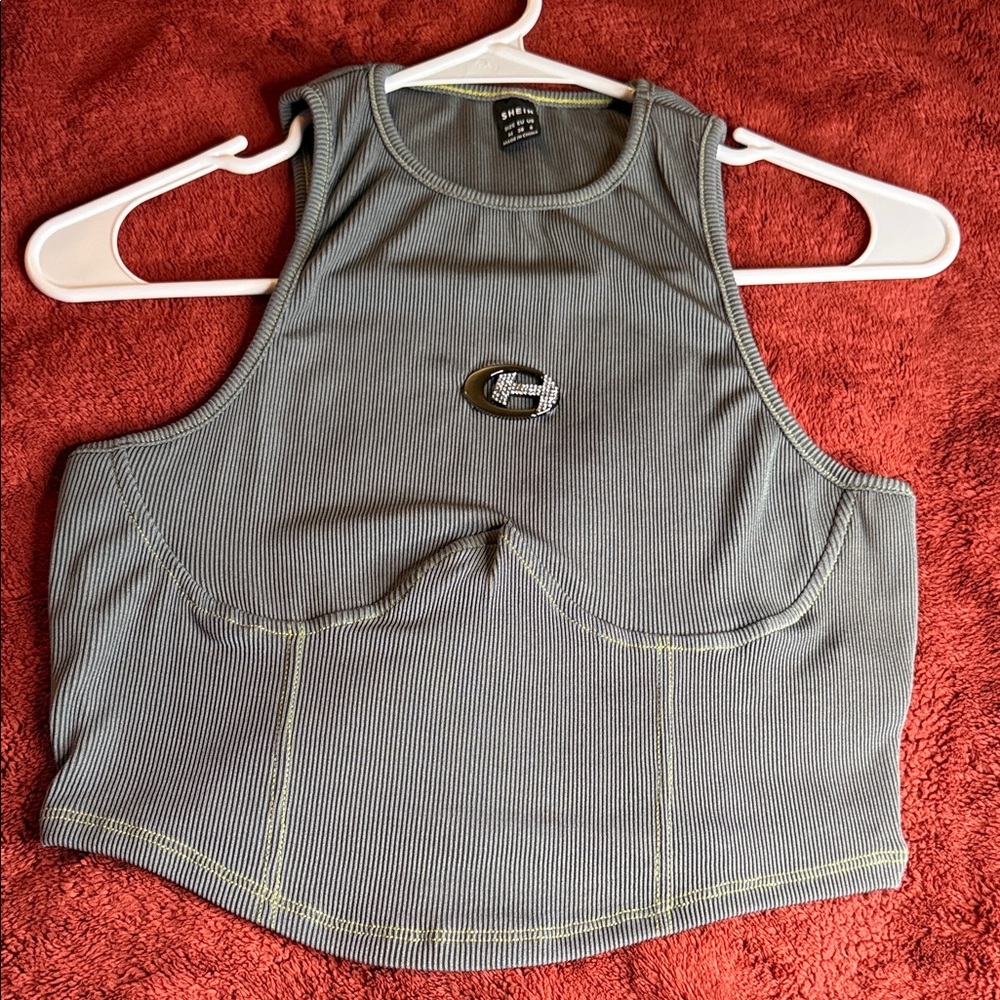 SHEIN Gray Ribbed Top - Picture 1 of 5